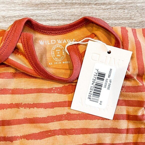 NWT! Wild Wawa Rust Stripe Onesie, Size 0-3M - Picture 2 of 3